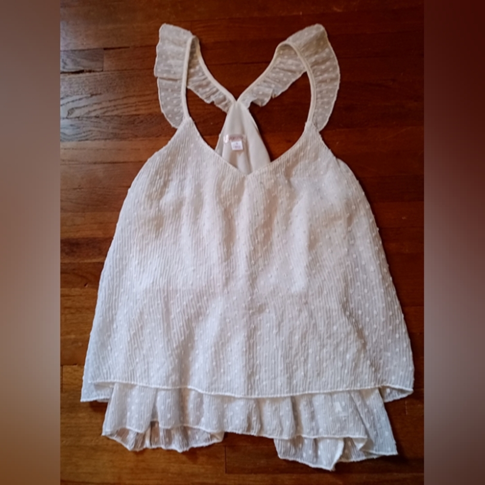 Xhiliration White Baby Doll Tank Blouse